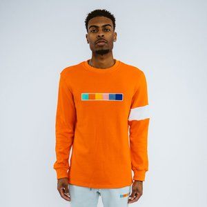 Avenue Black Logo Long Sleeve Orange/Black Crewneck